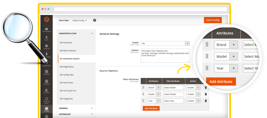 Ajax Attributes Search Module